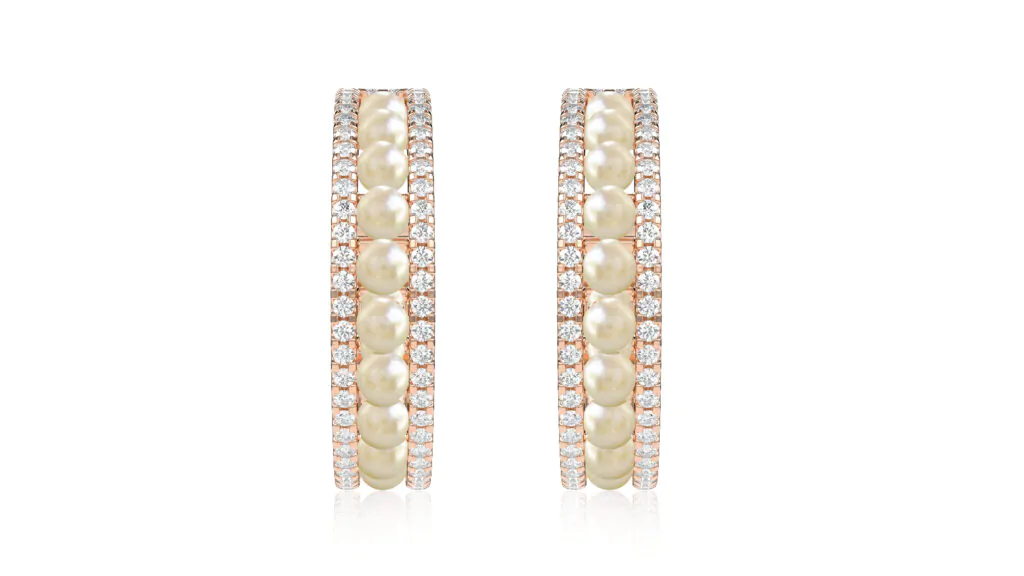 Elegant Pearl & Diamond Eternity Band in Silver