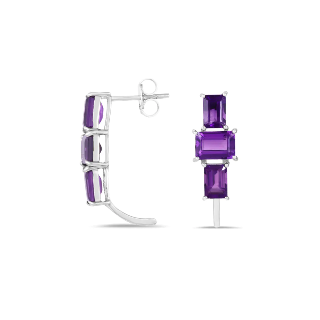 Elegant Amethyst Gemstone Earrings in Sterling Silver