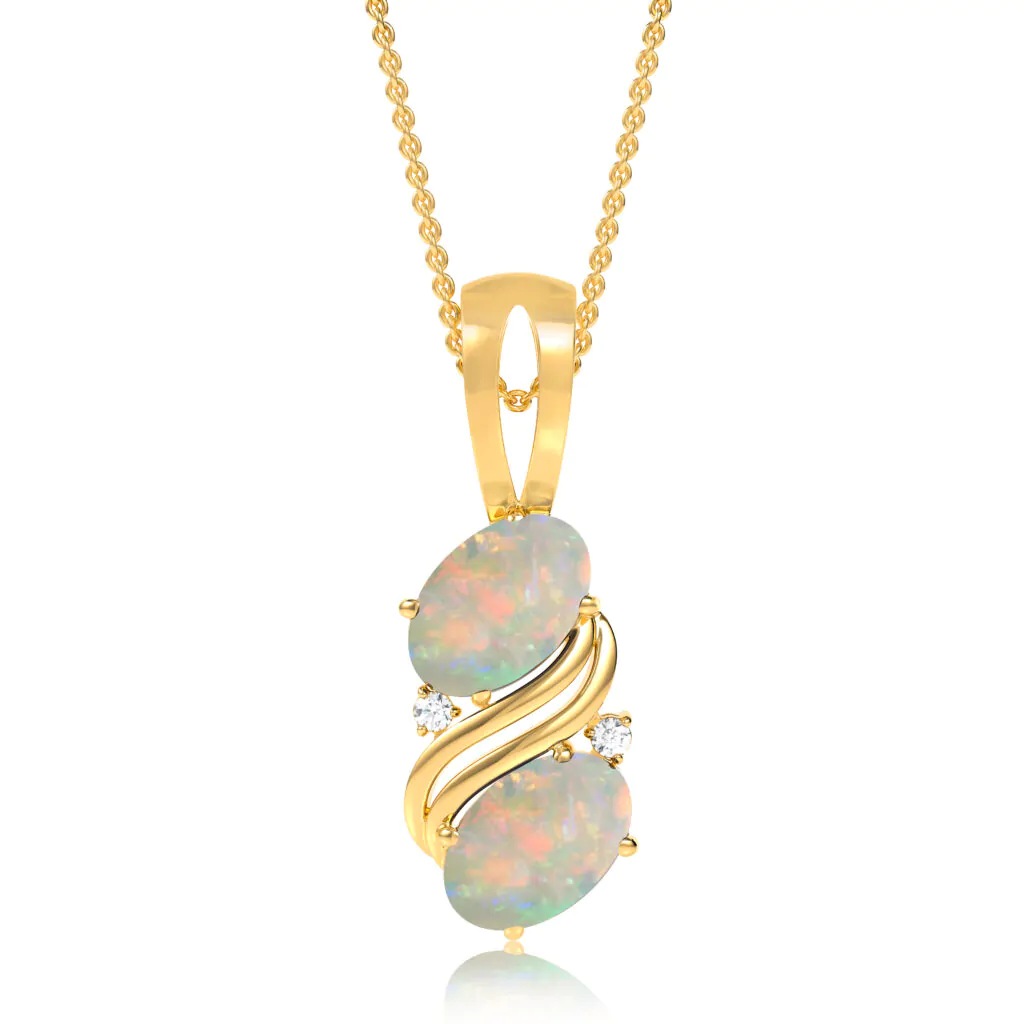Elegant Silver Opal Pendant Necklace